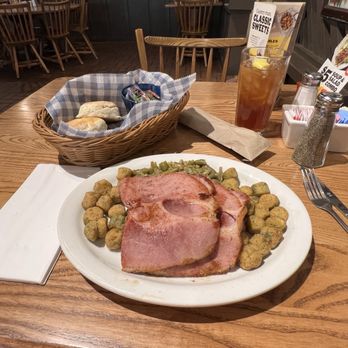 Cracker Barrel Old Country Store - Ham 2 sides of Okra and a side of green beans. - Southern Near Me - West Valley, Utah Cracker Barrel Old Country Store - Ham 2 sides of Okra and a side of green beans. - Southern Near Me - West Valley, Utah