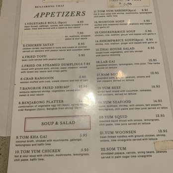 Benjarong Thai - Menu - Thai Near Me - Tampa, Florida