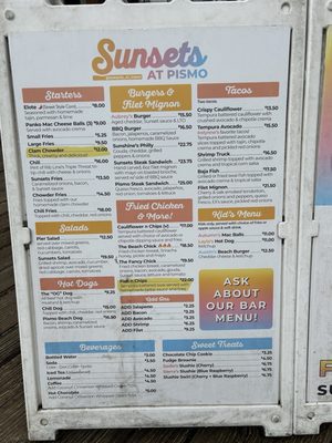 Menu photo 1 Sunsets At Pismo Pismo Beach, CA Menu photo 1 Sunsets At Pismo Pismo Beach, CA