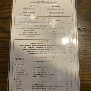The Ridley - Menu 12/21 - Southern Near Me - Charlottesville, Virginia The Ridley - Menu 12/21 - Southern Near Me - Charlottesville, Virginia