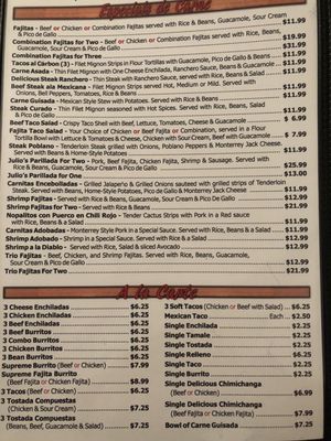 Menu photo 2 Julio's Mexican Restaurant Chico, TX Menu photo 2 Julio's Mexican Restaurant Chico, TX
