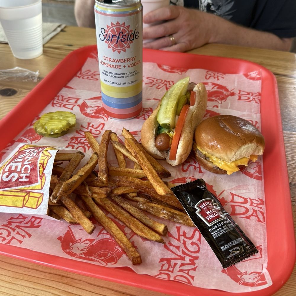 Devil Dawgs - Evanston - Chicago dog and sm fries, cheeseburger slider, adult beverage - Fast Food Near Me - Evanston, Illinois