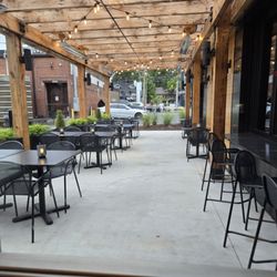 Outside seating is relaxed