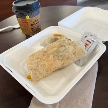 The Lost Bean - Organic turkey sausage breakfast burrito and hot chai! - Coffee & Tea Near Me - Santa Ana, California