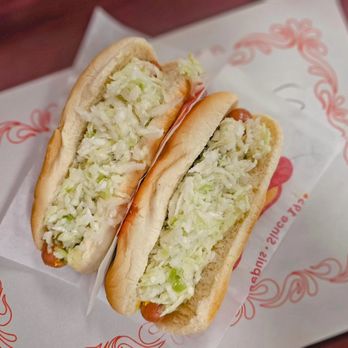 Montreal Pool Room - two hot dogs with coleslaw - Comfort Food Near Me - Montreal, Quebec Montreal Pool Room - two hot dogs with coleslaw - Comfort Food Near Me - Montreal, Quebec