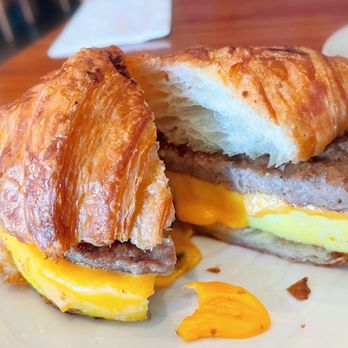 Alushe Coffee Bar - Sausage with egg & cheese croissant - Coffee & Tea Near Me - San Francisco, California Alushe Coffee Bar - Sausage with egg & cheese croissant - Coffee & Tea Near Me - San Francisco, California