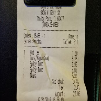 Tokyo Steak House - Apparently the bogo does not apply on New Year Eve. - Sushi Bars Near Me - Tinley Park, Illinois Tokyo Steak House - Apparently the bogo does not apply on New Year Eve. - Sushi Bars Near Me - Tinley Park, Illinois