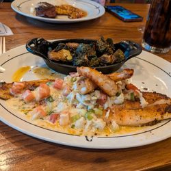 Saltgrass Steak House - Blackened redfish with brussel sprouts