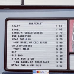 Breakfast menu