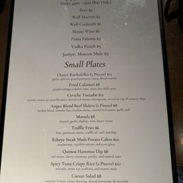 Happy hour menu Happy hour menu