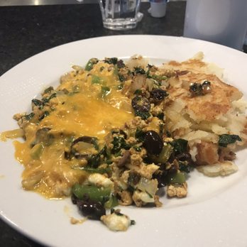 Griddle 24 - Tofu scramble : it had black olives and feta and was delish ! Included hash browns and toast too. - Diners Near Me - Chicago, Illinois Griddle 24 - Tofu scramble : it had black olives and feta and was delish ! Included hash browns and toast too. - Diners Near Me - Chicago, Illinois