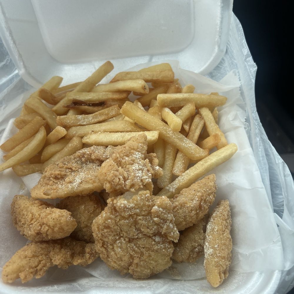 Snappers Fish & Chicken - Grouper fingers and fries. Fresh and hot! One is missing - Fish & Chips Near Me - Miami, Florida Snappers Fish & Chicken - Grouper fingers and fries. Fresh and hot! One is missing - Fish & Chips Near Me - Miami, Florida
