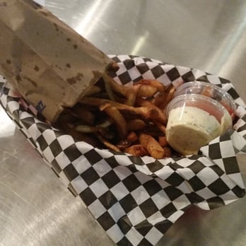 Scolari's Good Eats - House cut fries (twice cooked good old fashioned russets with garlic pepper aioli.) - Burgers Near Me - Alameda, California Scolari's Good Eats - House cut fries (twice cooked good old fashioned russets with garlic pepper aioli.) - Burgers Near Me - Alameda, California