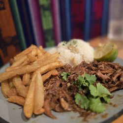 Flama Llama - Mojo pork w/ crispy fries instead of plantains