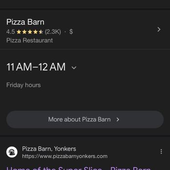 Pizza Barn - Hours open - Pizza Near Me - Yonkers, New York Pizza Barn - Hours open - Pizza Near Me - Yonkers, New York