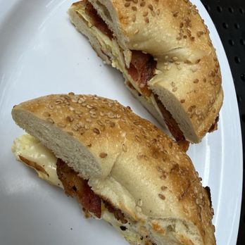 Bean & Leaf Cafe - Sesame bagel with bacon, egg and cheese - Sandwiches Near Me - Boston, Massachusetts Bean & Leaf Cafe - Sesame bagel with bacon, egg and cheese - Sandwiches Near Me - Boston, Massachusetts