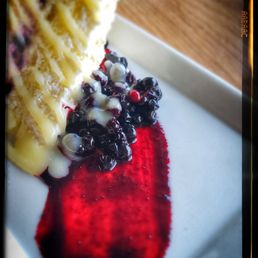 Yummy huckleberry lemon layer cake. Very light!