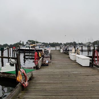 Hidden Harbour - a dock with boats and life preservers - Breakfast & Brunch Near Me - Dowell, Maryland