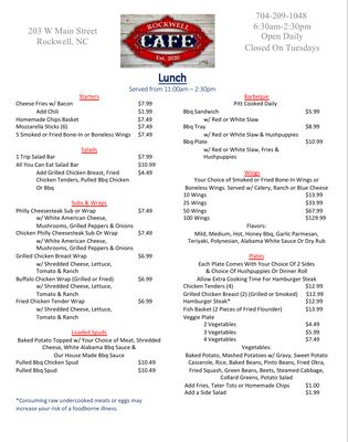 Menu photo 3 Rockwell Cafe Rockwell, NC