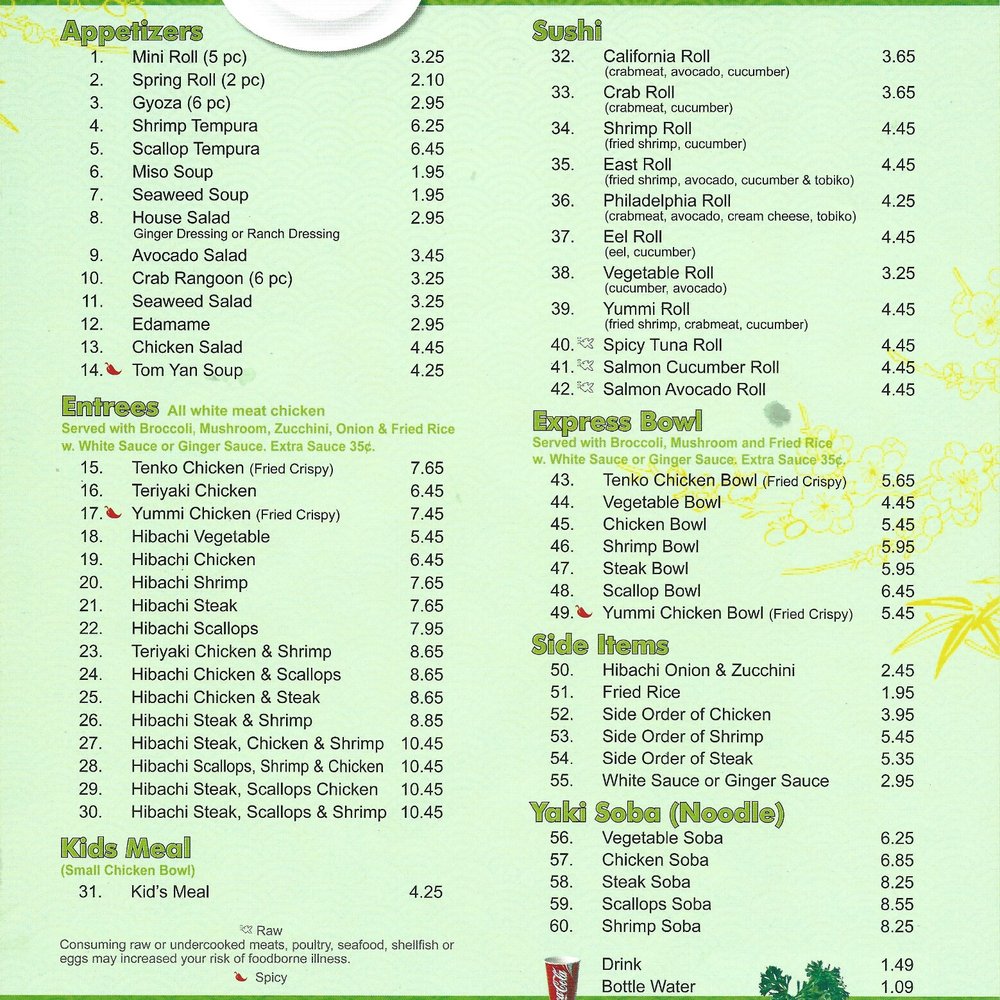 The menu The menu