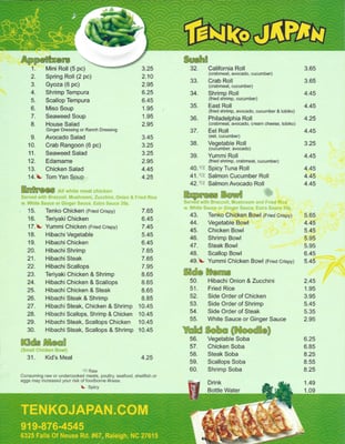 Menu photo 2 Tenko Japan Raleigh, NC Menu photo 2 Tenko Japan Raleigh, NC