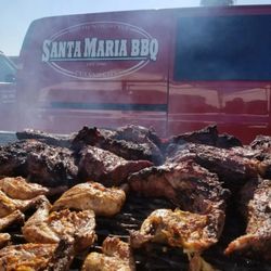 Santa Maria BBQ - Smoke from the Red Oak fire.