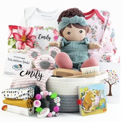 BabyJoy - Zeronto Mom & Baby Girl Gift Basket 2-Tier (Cutie Pie in the Wonderland). Inspired by Zero Waste + Zero Plastic.