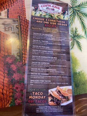 Menu photo 1 Costa Azul Mexican Restaurant Huron, OH Menu photo 1 Costa Azul Mexican Restaurant Huron, OH