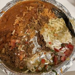 Enchiladas,some rice. Lots of beans. Lots of SALT!!!!!