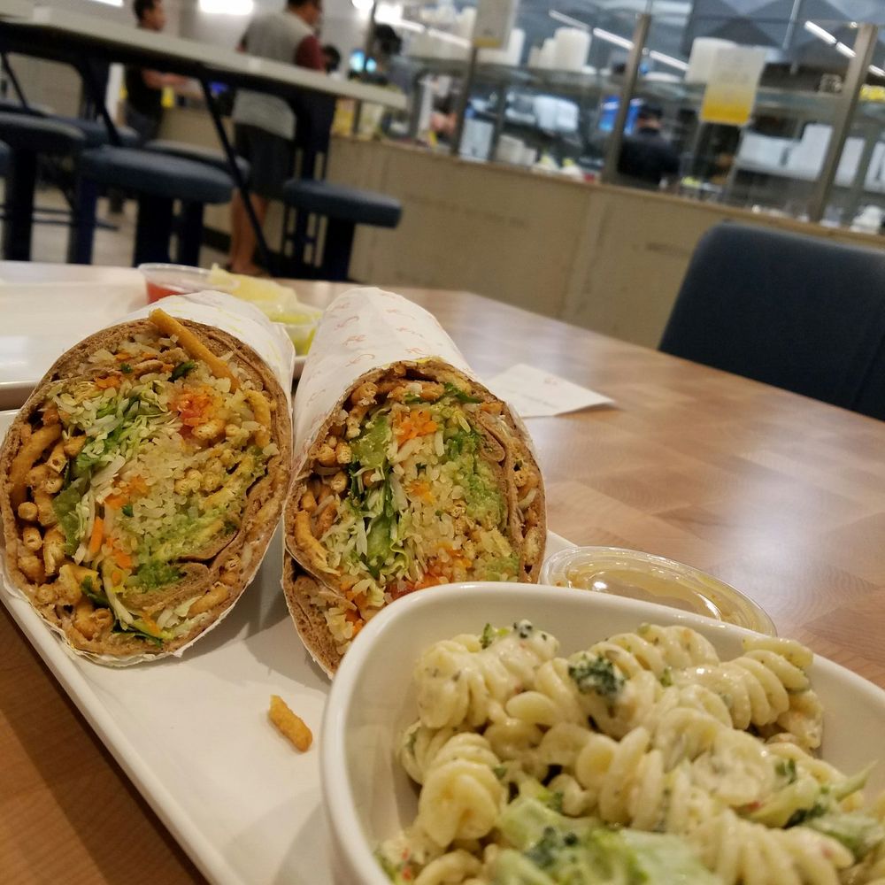 Calif Chicken Cafe - Vegan wrap with the side of brocolli pasta salad- really Good! - American Near Me - Northridge, California Calif Chicken Cafe - Vegan wrap with the side of brocolli pasta salad- really Good! - American Near Me - Northridge, California