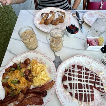 Dear Dad’s - Ali's Favorite with bacon, scrambled eggs with cheese, home fries (+dirty), sub red velvet pancake - Mexican Near Me - Greensboro, North Carolina Dear Dad’s - Ali's Favorite with bacon, scrambled eggs with cheese, home fries (+dirty), sub red velvet pancake - Mexican Near Me - Greensboro, North Carolina