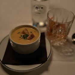 Bull In The Alley - An appetizer of Seafood Bisque with an Old Fashioned!