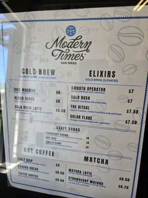 Menu photo 2 Modern Times Coffee San Diego, CA Menu photo 2 Modern Times Coffee San Diego, CA