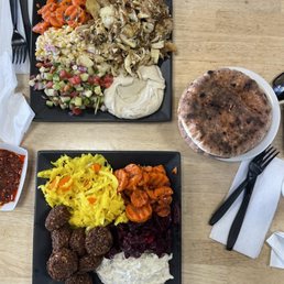 Falafel Plate and Shawarma Plate with Red Schug! Falafel Plate and Shawarma Plate with Red Schug!