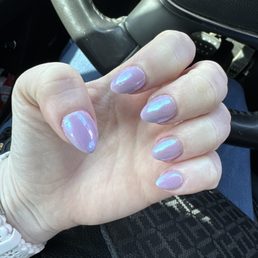 My natural nails with light purple with pink chrome on top my spring nail set My natural nails with light purple with pink chrome on top my spring nail set