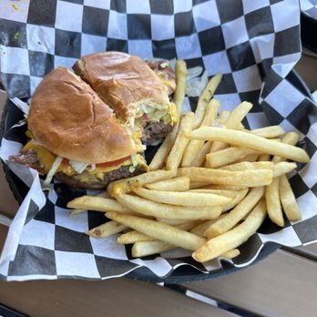 The Dugout Tavern & Grill - Cheeseburger and fries. - Sports Bars Near Me - Apex, North Carolina