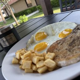Coffee, pork chop and eggs Coffee, pork chop and eggs