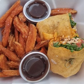Rik's Cafe - Blackened chicken wrap with sweet potato fries - Cafes Near Me - Hagerstown, Maryland Rik's Cafe - Blackened chicken wrap with sweet potato fries - Cafes Near Me - Hagerstown, Maryland