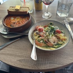 Bettola baked eggs and linguine with prawns Bettola baked eggs and linguine with prawns