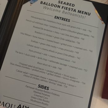 Seared - special menu due to balloon fiesta - Steakhouses Near Me - Albuquerque, New Mexico