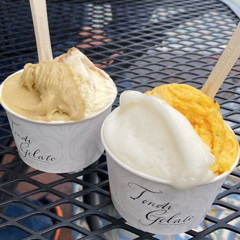 Tondi Gelato - Pistachio/tiramisu and lemon/passion fruit - Gelato Near Me - Santa Barbara, California