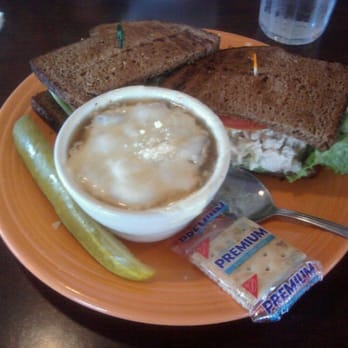 Jongewaard's Bake n Broil - Chicken Salad Sandwich w/ French Onion Soup - American Near Me - Long Beach, California Jongewaard's Bake n Broil - Chicken Salad Sandwich w/ French Onion Soup - American Near Me - Long Beach, California