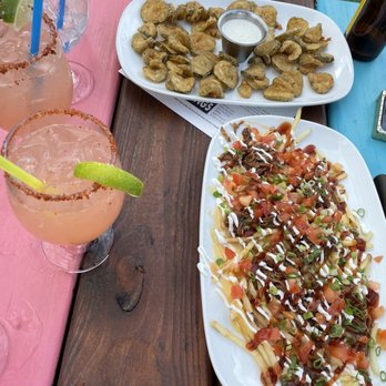Moonshine Deck - Steak fries and fried pickles - American Near Me - Houston, Texas Moonshine Deck - Steak fries and fried pickles - American Near Me - Houston, Texas