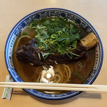 Nuodle - Beef noodle soup was flavorful.  The thick noodle is not as chewy as Japanese udon, but it was still pretty good.  Meat was tender too! - Chinese Near Me - Bellevue, Washington