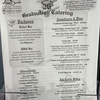 Aberson’s Dessert Shoppe - Catering menu 4/26 - Ice Cream & Frozen Yogurt Near Me - Harrison, Ohio