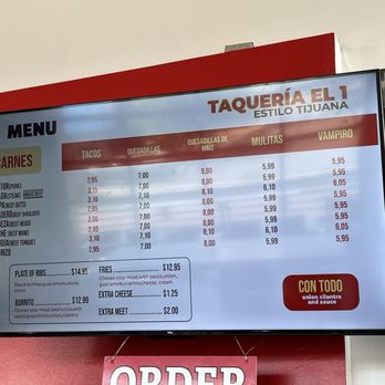 Taqueria El 1 - Menu - Mexican Near Me - Albuquerque, New Mexico