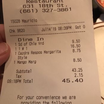 Mexicali Restaurants - Receipt - Mexican Near Me - Bakersfield, California Mexicali Restaurants - Receipt - Mexican Near Me - Bakersfield, California