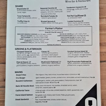 Cru Cellars - Menu - Wine Bars Near Me - Tampa, Florida
