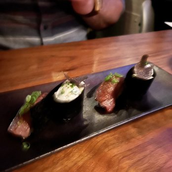 TenTen - Quail egg nigiri with a5 wagyu beef nigiri - Japanese Near Me - Austin, Texas