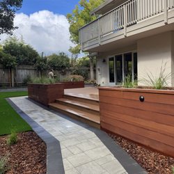 Landscape Therapist - Paver walkway to custom build deck and planter boxes
